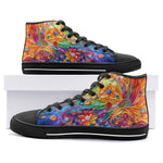 High-Top Canvas Shoes Sparkling Gemstones with Flowers