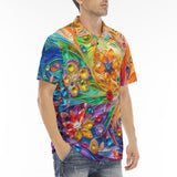Men's Polo Shirt Sparkling Gemstones with Flowers