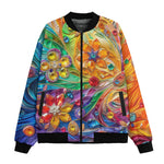 Bomber Jacket Sparkling Gemstones with Flowers