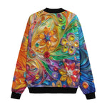 Bomber Jacket Sparkling Gemstones with Flowers