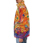 Down-Padded Puffer Jacket Sparkling Gemstones with Flowers