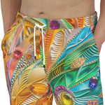 Men's Sweatpants Sparkling Gemstones with Flowers