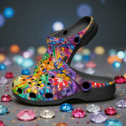 Classic Clogs Sparkling Gemstones with Flowers