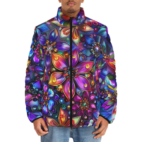 Down-Padded Puffer Jacket Kaleidoscope of Vibrant Colors
