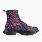 Casual Leather Chunky Boots Kaleidoscope of Vibrant Colors