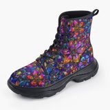 Casual Leather Chunky Boots Kaleidoscope of Vibrant Colors