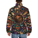 Down-Padded Puffer Jacket Colorful Mandala Jewels Art