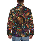 Down-Padded Puffer Jacket Colorful Mandala Jewels Art