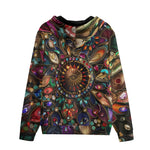 Men's Zip Up Hoodie Colorful Mandala Jewels Art