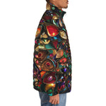 Down-Padded Puffer Jacket Colorful Mandala Jewels Art