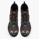 Casual Leather Chunky Boots Colorful Mandala Jewels Art