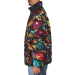 Down-Padded Puffer Jacket Colorful Mandala Jewels Art