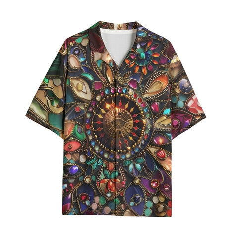 Hawaiian Shirt Colorful Mandala Jewels Art