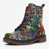 Leather Boots Vibrant Colors Crystal Flowers