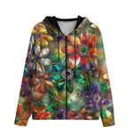 Men's Zip Up Hoodie Vibrant Colors Crystal Flowers