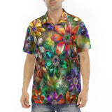 Men's Polo Shirt Vibrant Colors Crystal Flowers