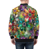 Bomber Jacket Vibrant Colors Crystal Flowers