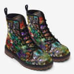 Leather Boots Vibrant Colors Crystal Flowers