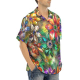 Hawaiian Shirt Vibrant Colors Crystal Flowers