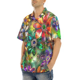 Hawaiian Shirt Vibrant Colors Crystal Flowers