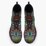 Casual Leather Chunky Boots Vibrant Colors Crystal Flowers