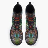 Casual Leather Chunky Boots Vibrant Colors Crystal Flowers