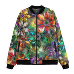 Bomber Jacket Vibrant Colors Crystal Flowers
