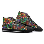 High-Top Canvas Shoes Vibrant Colors Crystal Flowers