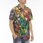 Men's Polo Shirt Vibrant Colors Crystal Flowers