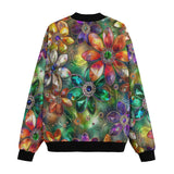 Bomber Jacket Vibrant Colors Crystal Flowers