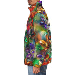 Down-Padded Puffer Jacket Vibrant Colors Crystal Flowers