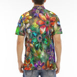 Men's Polo Shirt Vibrant Colors Crystal Flowers