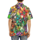 Hawaiian Shirt Vibrant Colors Crystal Flowers