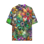 Hawaiian Shirt Vibrant Colors Crystal Flowers