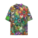 Hawaiian Shirt Vibrant Colors Crystal Flowers