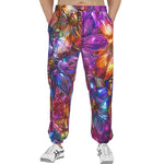 Men's Sweatpants Vibrant Pattern of Crystal Flowers