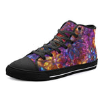 High-Top Canvas Shoes Vibrant Pattern of Crystal Flowers