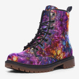 Leather Boots Vibrant Pattern of Crystal Flowers