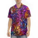 Men's Polo Shirt Vibrant Pattern of Crystal Flowers