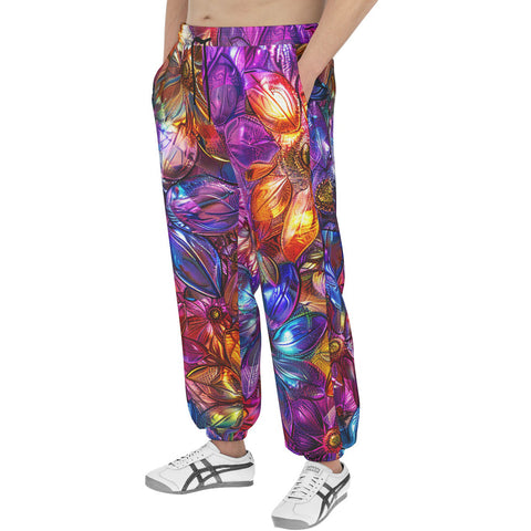 Men's Sweatpants Vibrant Pattern of Crystal Flowers