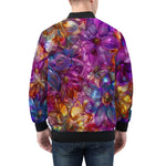Bomber Jacket Vibrant Pattern of Crystal Flowers