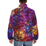 Down-Padded Puffer Jacket Vibrant Pattern of Crystal Flowers