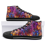 High-Top Canvas Shoes Vibrant Pattern of Crystal Flowers