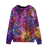 Men's Zip Up Hoodie Vibrant Pattern of Crystal Flowers