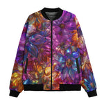 Bomber Jacket Vibrant Pattern of Crystal Flowers