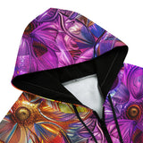 Men's Zip Up Hoodie Vibrant Pattern of Crystal Flowers