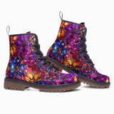 Leather Boots Vibrant Pattern of Crystal Flowers