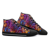 High-Top Canvas Shoes Vibrant Pattern of Crystal Flowers