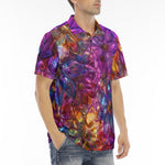 Men's Polo Shirt Vibrant Pattern of Crystal Flowers