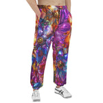 Men's Sweatpants Vibrant Pattern of Crystal Flowers